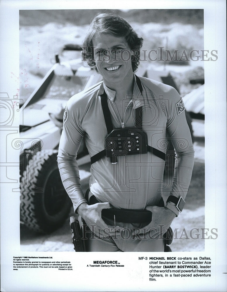 1982 Press Photo Michael Beck Stars As Dallas In &quot;Megaforce&quot;- Historic Images