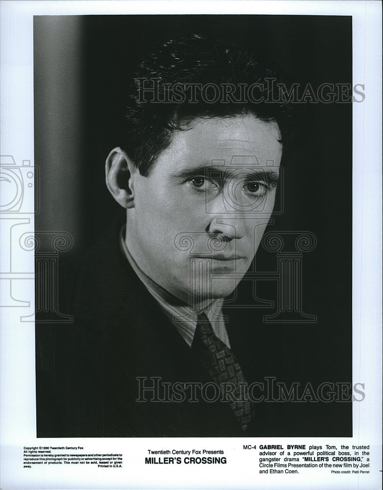 1990 Press Photo Gabriel Bryne Stars In &quot;Miller&#39;s Crossing&quot; As Tom- Historic Images