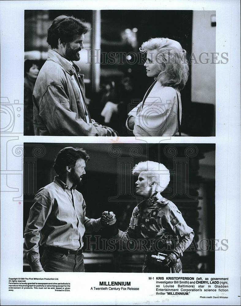 1989 Press Photo Actor Kris Kristofferson &amp; Cheryl Ladd in &quot;Millennium&quot;- Historic Images