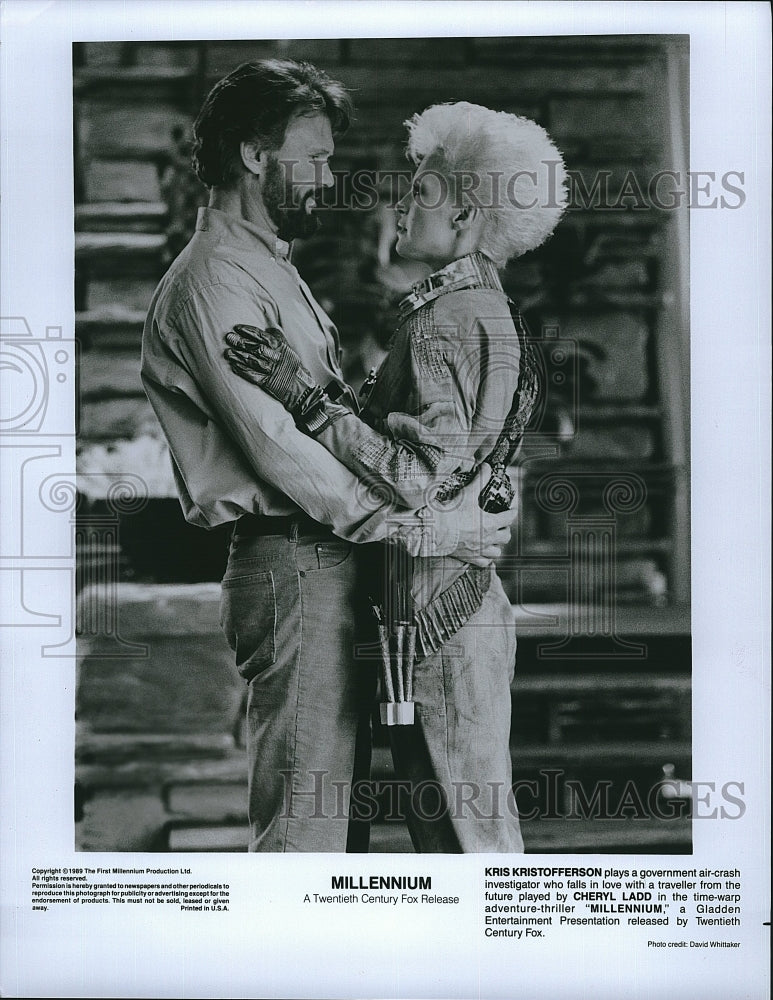 1989 Press Photo Actor Kris Kristofferson &amp; Cheryl Ladd in &quot;Millennium&quot;- Historic Images