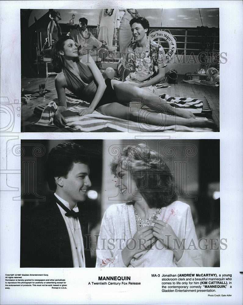 1987 Press Photo Actor Andrew McCarthy, Kim Cattrall In Mannequin- Historic Images