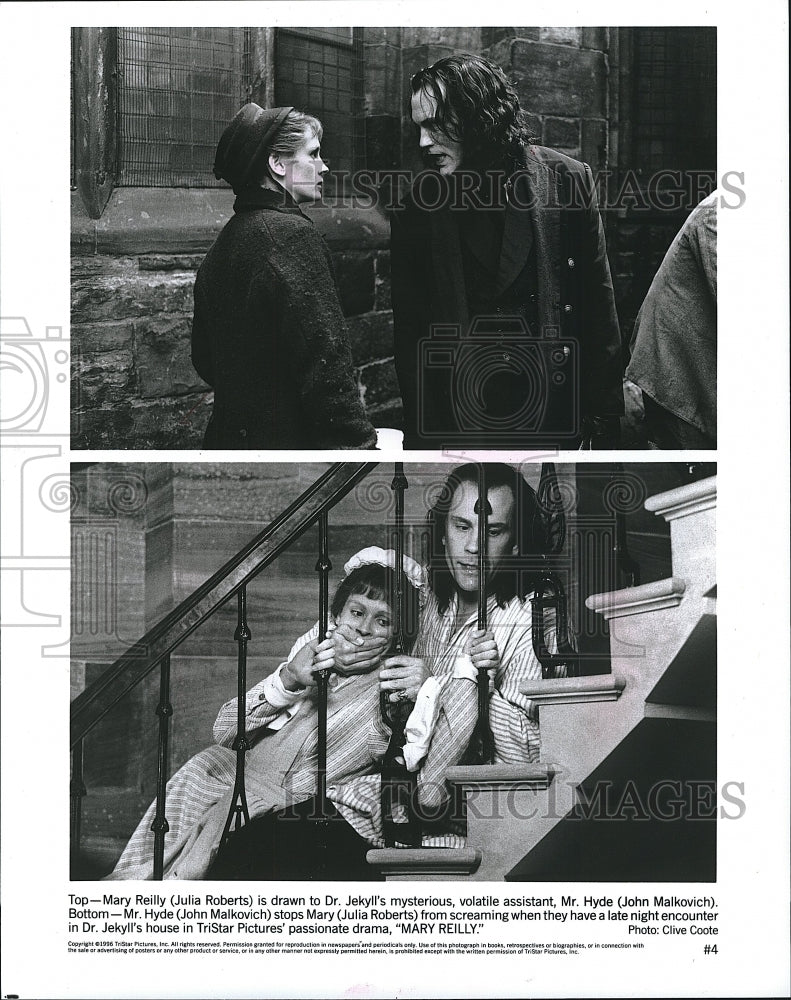 1996 Press Photo Julia Roberts John Malkovich Dr. Jekyll&#39;s House Mary Reilly- Historic Images