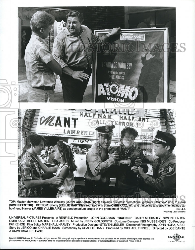 1992 Press Photo Matinee Stars John Goodman, Simon Fenton &amp;  Kellie Martin- Historic Images