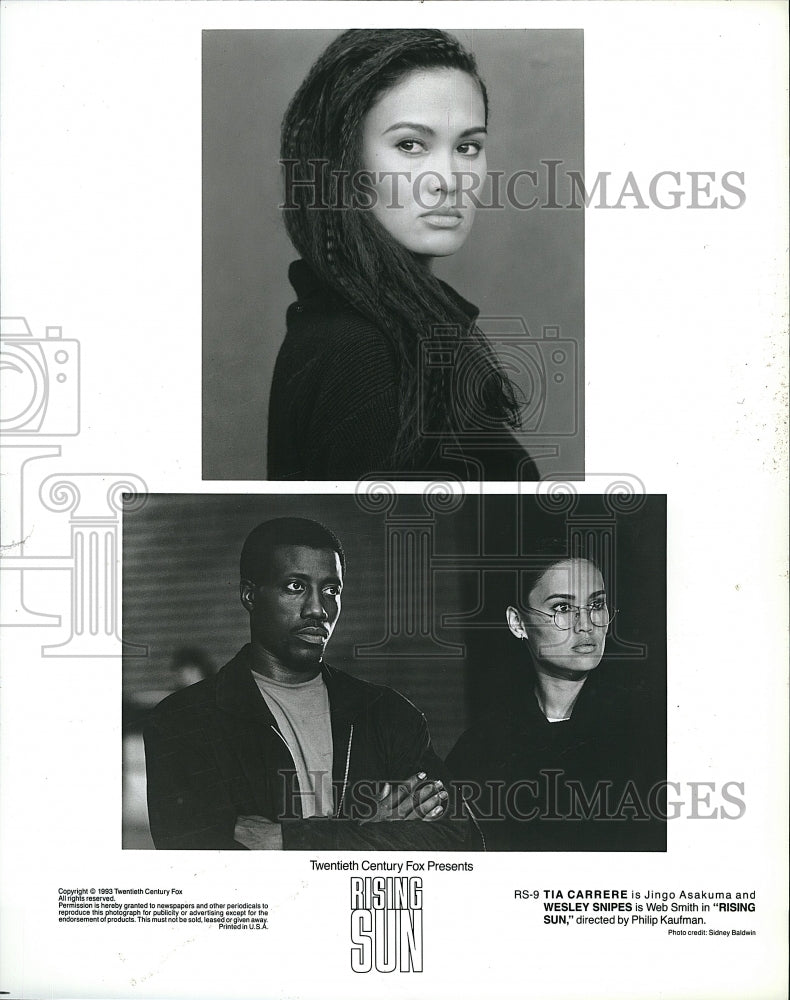 1993 Press Photo Wesley Snipes &amp; Tia Carrere Star In &quot;Rising Sun&quot;- Historic Images