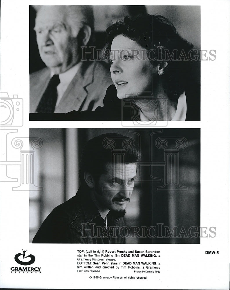 1995 Press Photo Robert Prosky, Susan Sarandon, Sean Penn &quot;Dead Man Walking&quot;- Historic Images