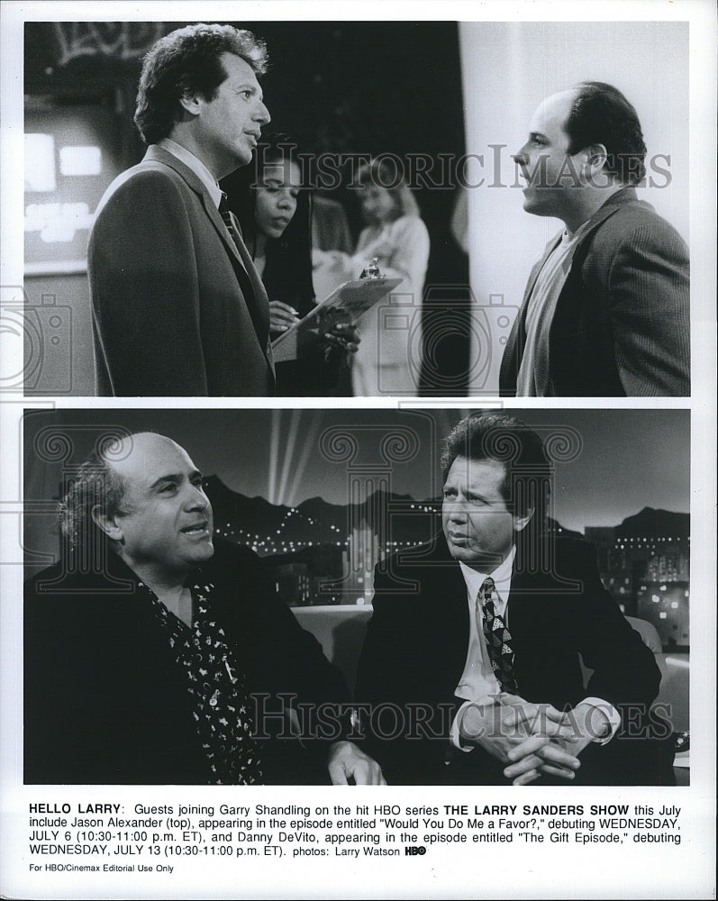 Press Photo Garry Shandling Jason Alexander Danny DeVito Larry Sanders Show TV - Historic Images