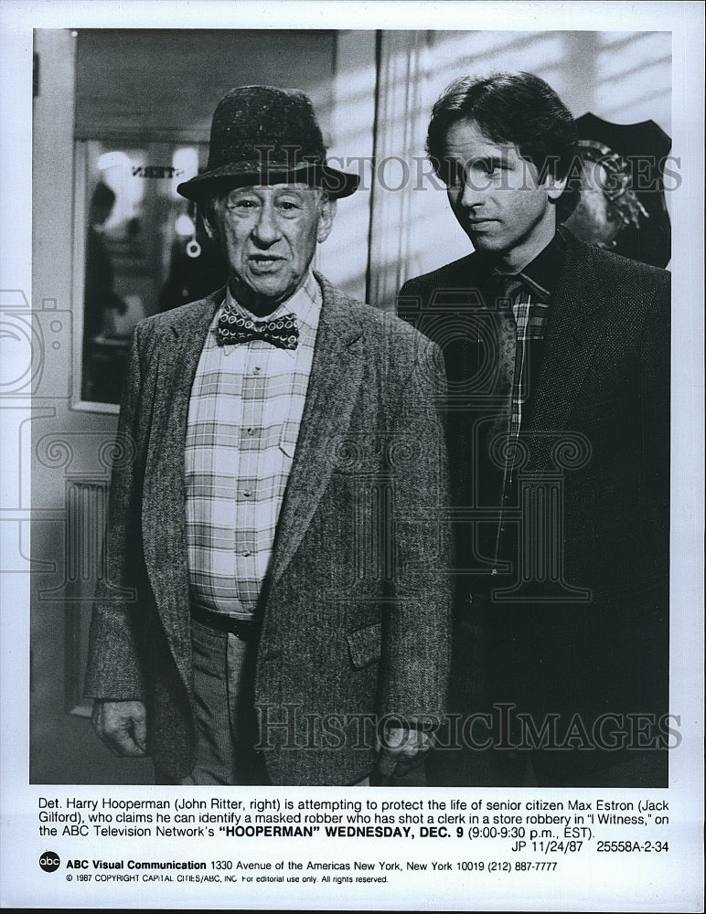 1987 Press Photo John Ritter & Jack Gilford Star In "Hooperman"- Historic Images