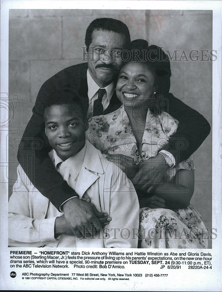 1991 Press Photo Dick Williams Hattie Winston Sterling Macer Homefront Drama - Historic Images