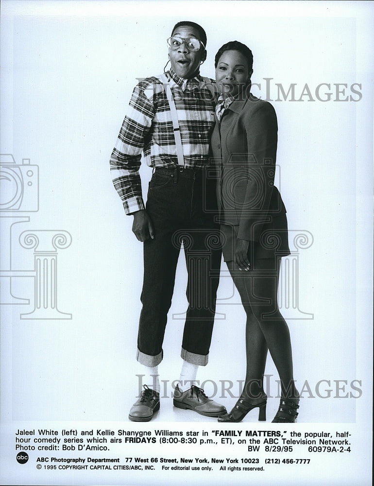 1995 Press Photo Kellie S. Williams, Jaleel White &quot;Family Matters&quot;- Historic Images