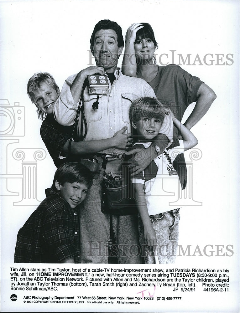 1991 Press Photo Tim Allen Patricia Richardson Taran Smith Zachery Bryan Actor- Historic Images