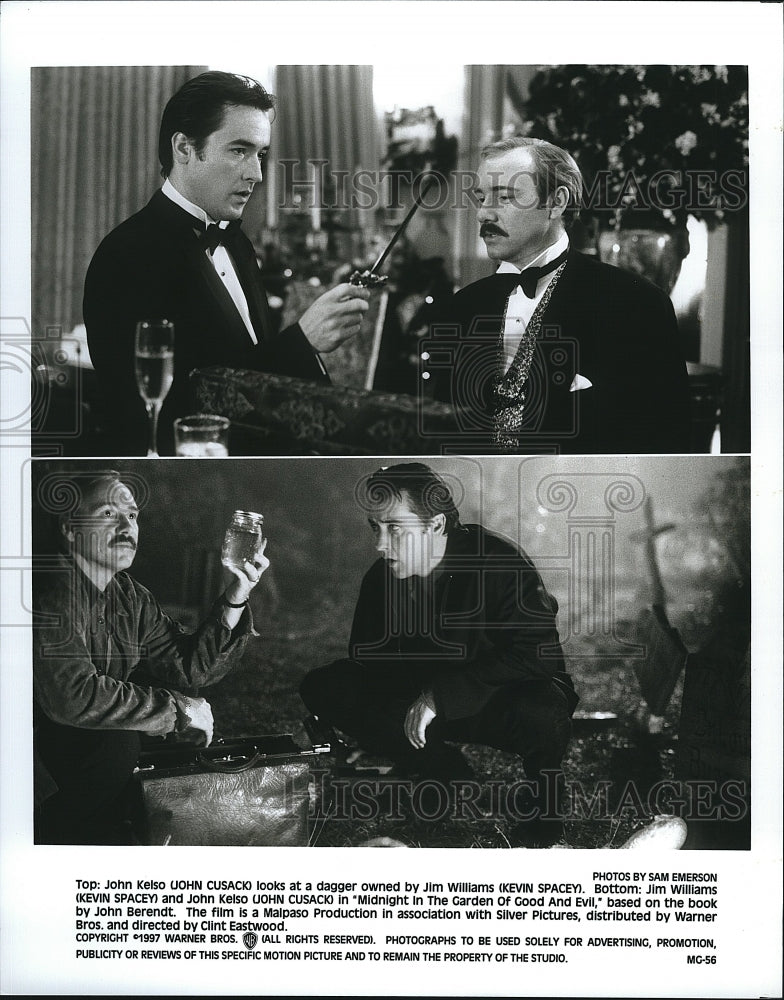 1997 Press Photo Actor John Cusack and Kevin Spacey in &quot;Midnight in the Garden - Historic Images