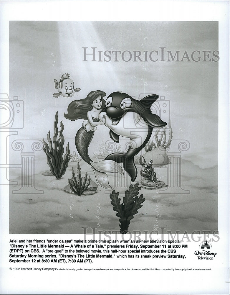 1992 Press Photo Ariel and her friends &quot;Disney&#39;s The Little Mermaid&quot;- Historic Images