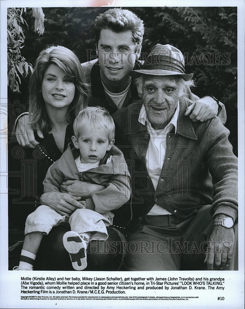 1989 Press Photo Kirstie Alley, Jason Schaller, J. Travolta &quot;Look Who&#39;s Talking&quot;- Historic Images