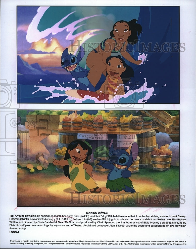 2002 Press Photo scenes from Disney animated film &quot;Lilo and Stitch&quot;- Historic Images