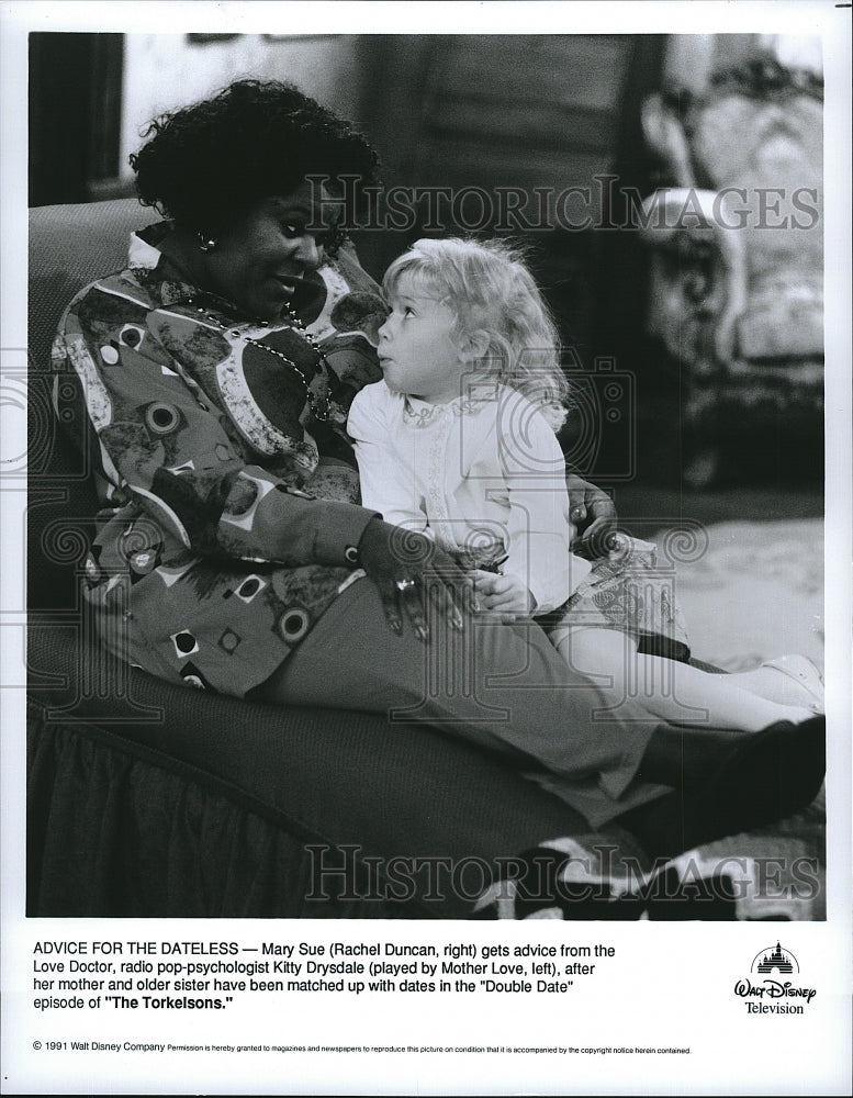 1991 Press Photo Actress Mother Love &amp; Rachel Duncan in &quot;The Torkelsons&quot;- Historic Images