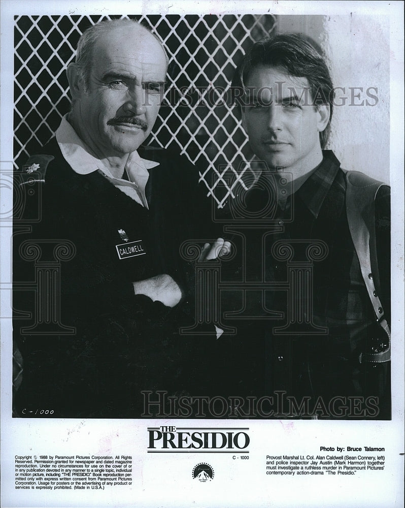 1988 Press Photo Sean Connery &amp; Mark Harmon Star In &quot;The Presidio&quot;- Historic Images