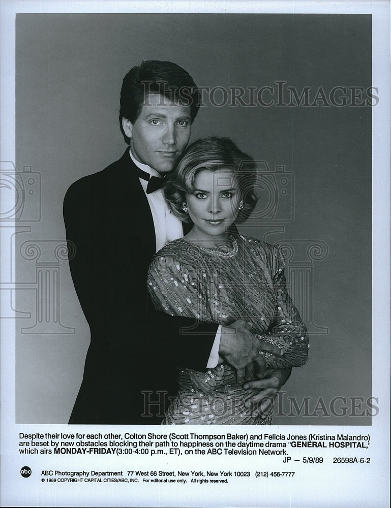 1989 Press Photo Scott Thompson &amp; Kristina Malandro of series &quot;General Hospital&quot;- Historic Images