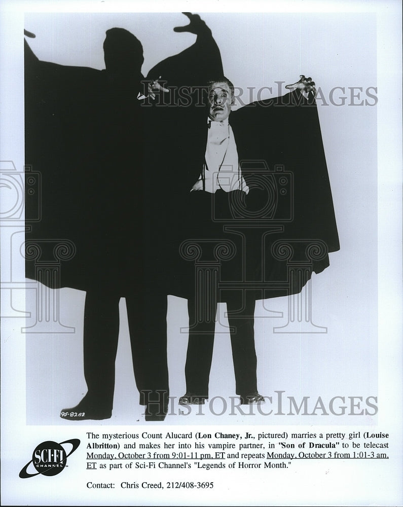 Press Photo Lon Chaney, Jr. "Son Of Dracula"- Historic Images