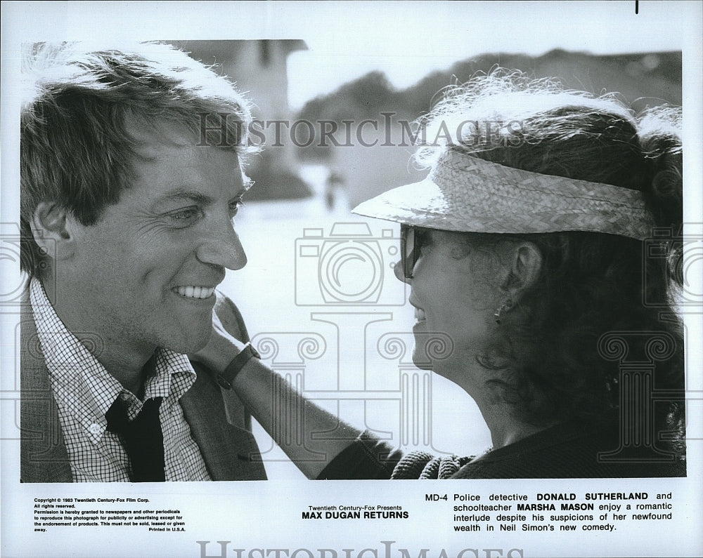 1983 Press Photo Marsha Mason, Donald Sutherland &quot;Max Dugan Returns&quot;- Historic Images