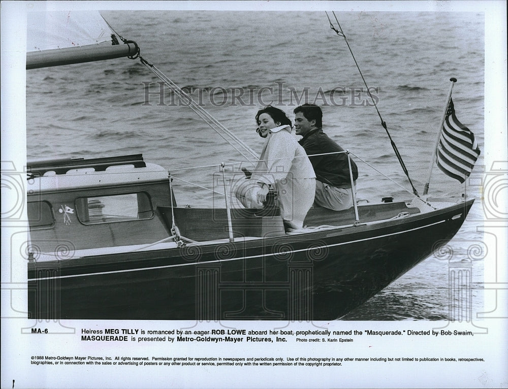 1988 Press Photo Rob Lowe &amp; Meg Tilly Star In &quot;Masquerade&quot;- Historic Images