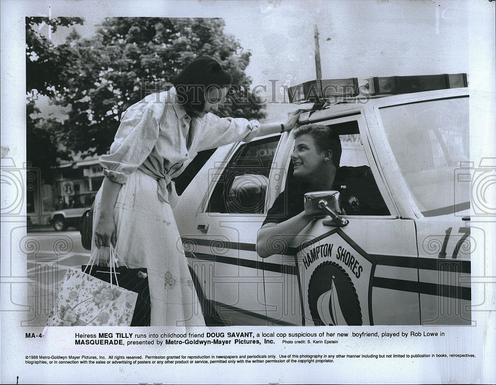 1988 Press Photo Meg Tilly &amp; Doug Savant Star In &quot;Masquerade&quot;- Historic Images