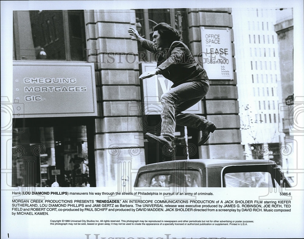 1989 Press Photo &quot;Renegades&quot; starring Lou Diamond Phillips- Historic Images