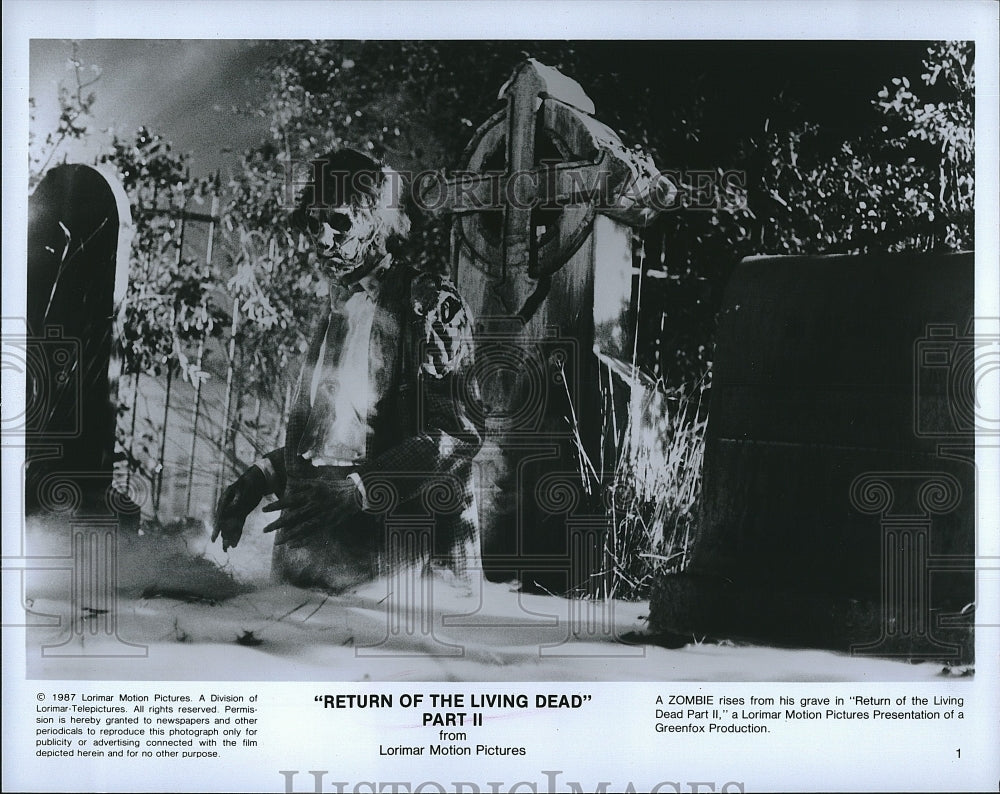 1987 Press Photo Zombie in "Return of the Living Dead" Part II- Historic Images