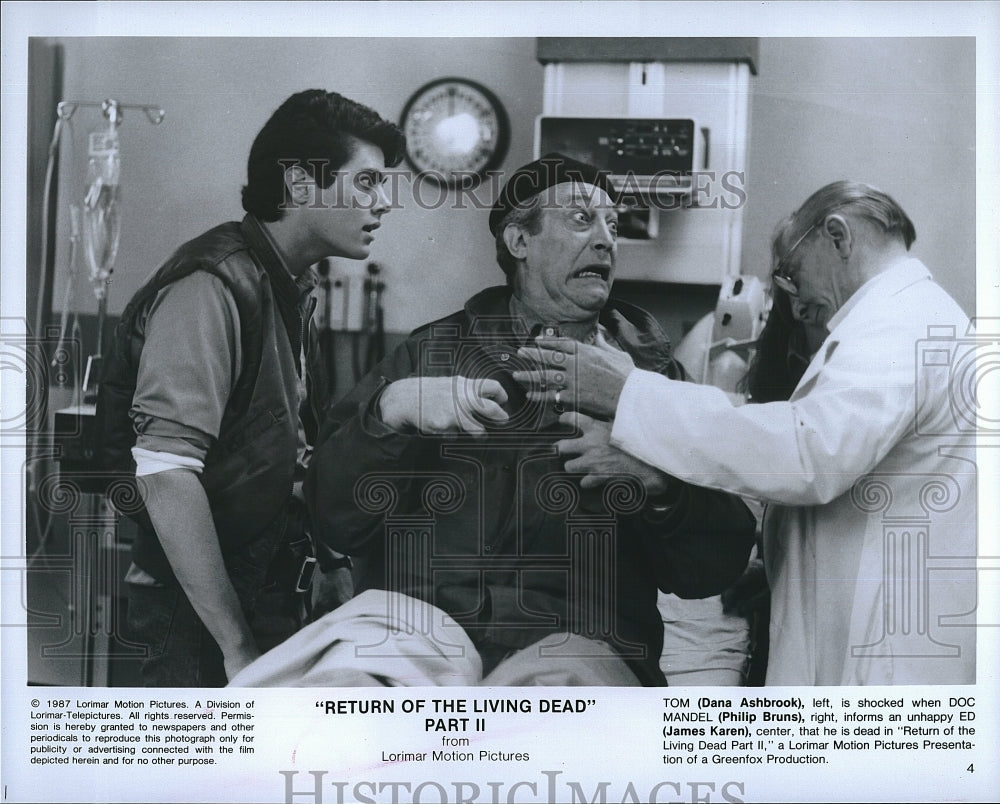 1987 Press Photo Dana Ashbrook, Philip Bruns, James Karen- Historic Images