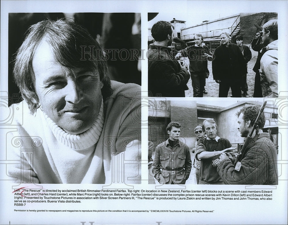 1988 Press Photo &quot;The Rescue&quot; director Ferdinand Fairfaxm Ed Albert, C Haid,- Historic Images