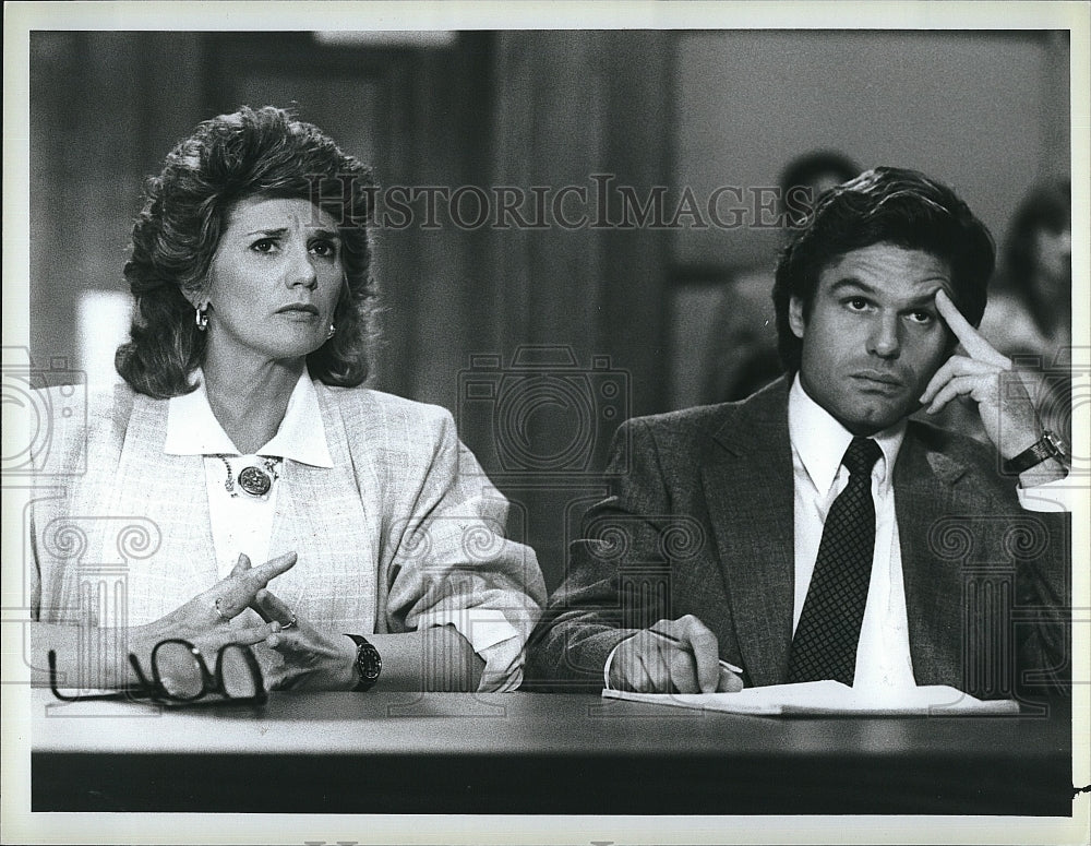 1987 Press Photo L.A. Law Barbara Bosson Harry Hamlin- Historic Images