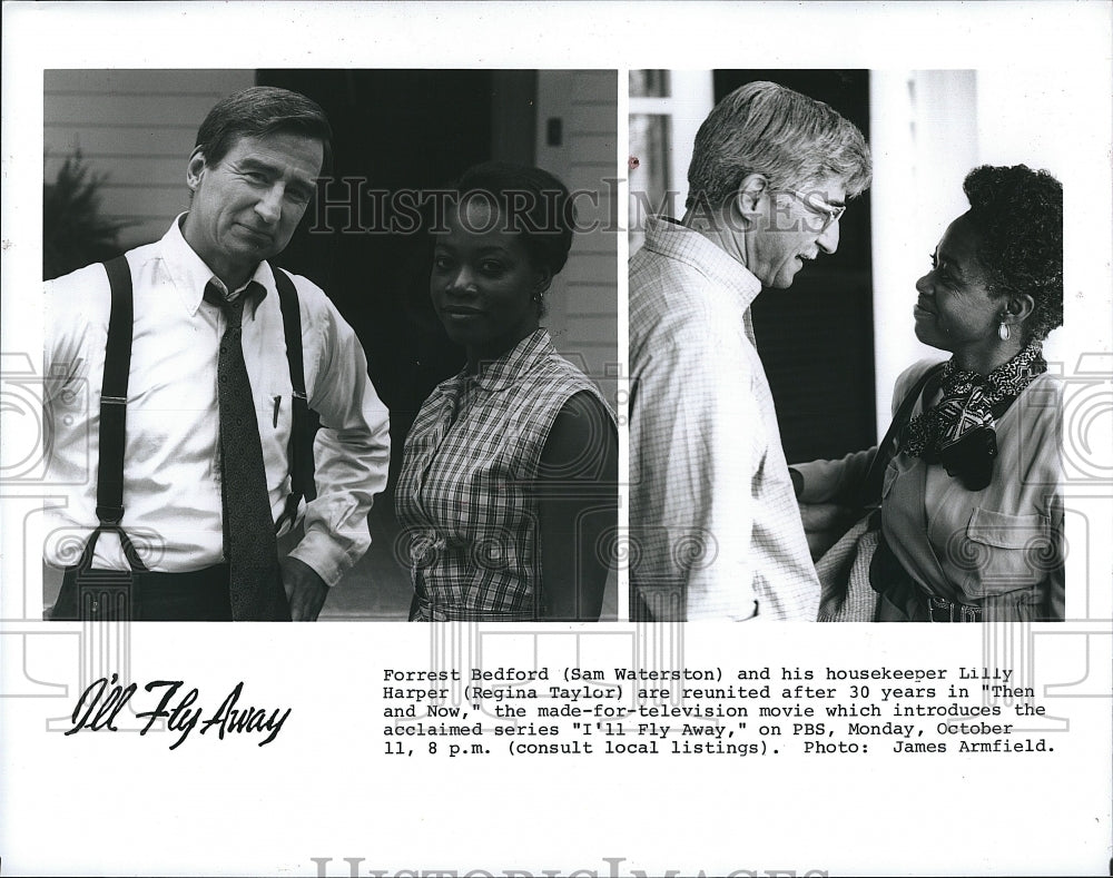 1994 Press Photo  &quot;I&#39;ll Fly Away&quot; Sam Waterston,Regina Taylor,- Historic Images