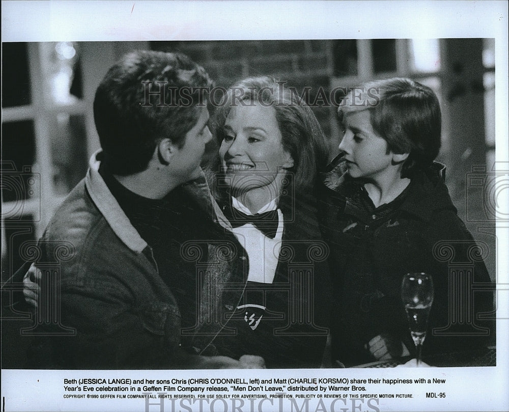 1990 Press Photo Jessica Lange Chris O&#39;Donnell Charlie Korsmo Men Don&#39;t leave- Historic Images