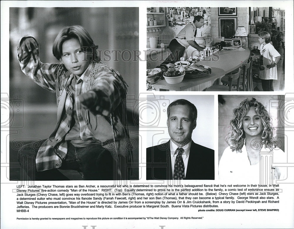 1985 Press Photo &quot;Man of the House&quot; Jonathan T Thomas,Chgevy Chase,F Fawcett- Historic Images