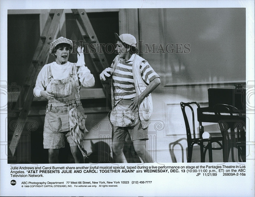 1989 Press Photo &quot;Julie &amp; Carol Together Again&quot; Julie Andrews, Carol Burnett- Historic Images