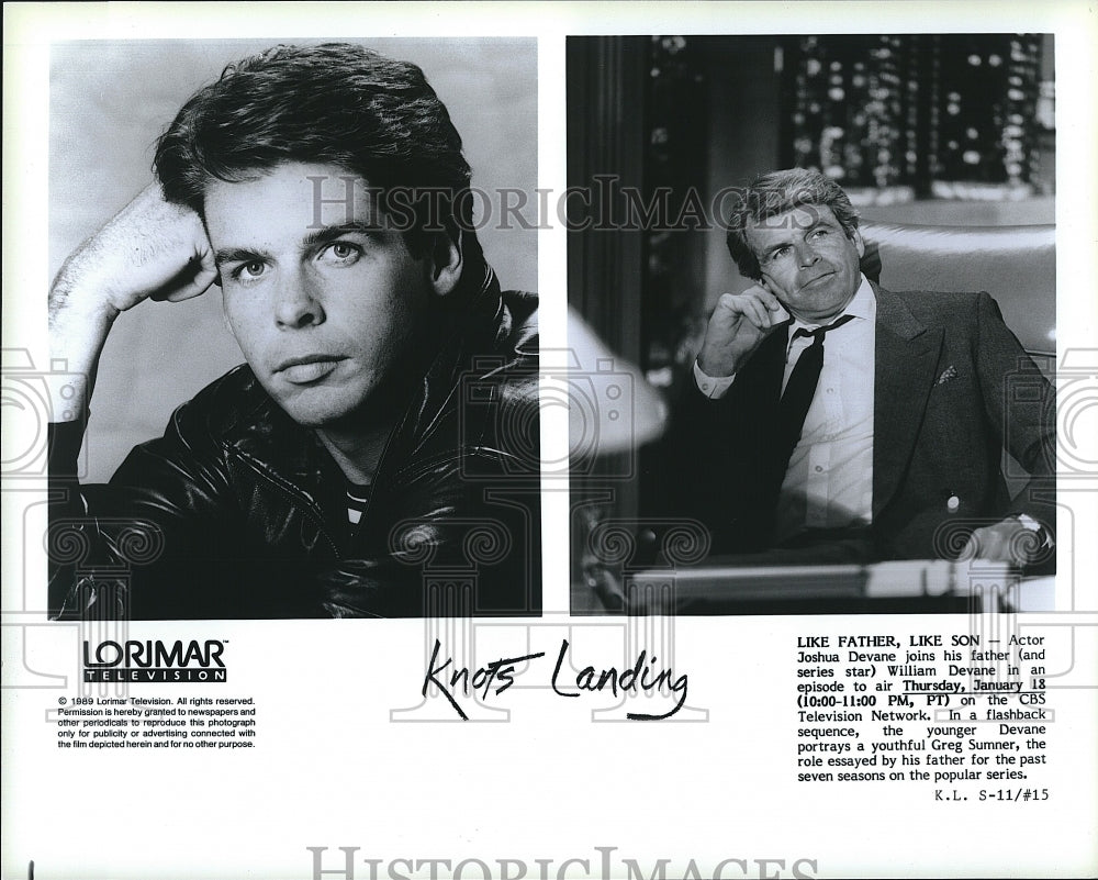 1989 Press Photo Joshua DeVane &amp; William Devane Star In &quot;Knots Landing&quot;- Historic Images