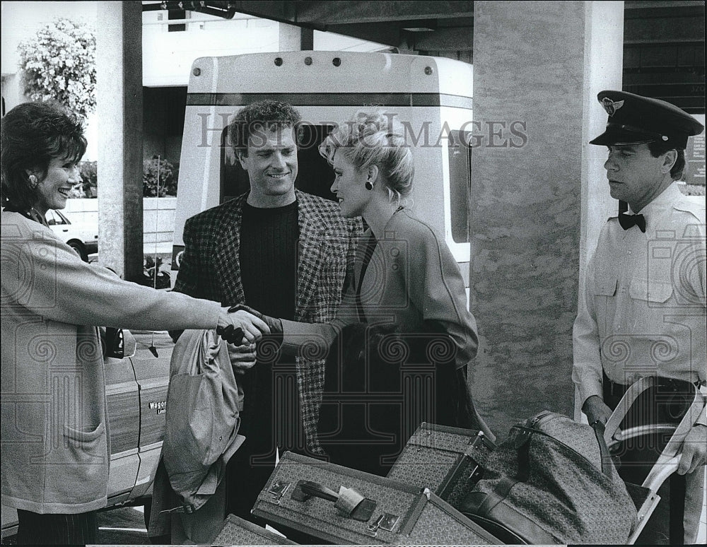 1986 Press Photo Michelle Phillips, Kevin Dobson, Michele Lee &quot;Knots Landing&quot;- Historic Images