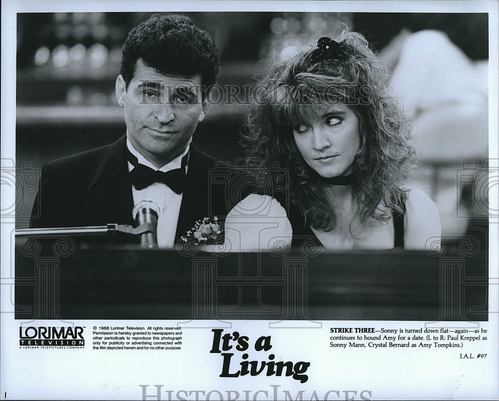 1988 Press Photo Paul Kreppel and Ctystal Bernard in &quot;It&#39;s a Living&quot;.- Historic Images