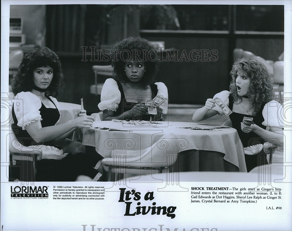 1988 Press Photo Gail Edwards,Sheryl Lee Ralph,Cyrstal Bernard in It&#39;s a Living.- Historic Images