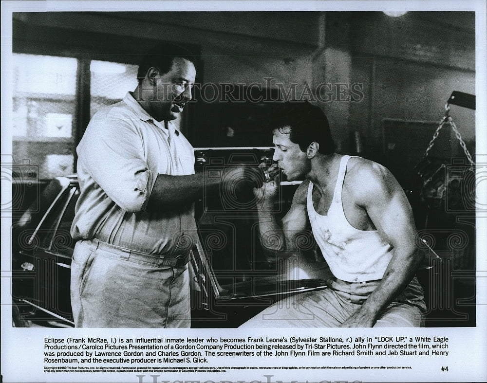 1989 Press Photo Actor Sylvester Stallone &amp; Frank McRae In &quot;Lock Up&quot;- Historic Images