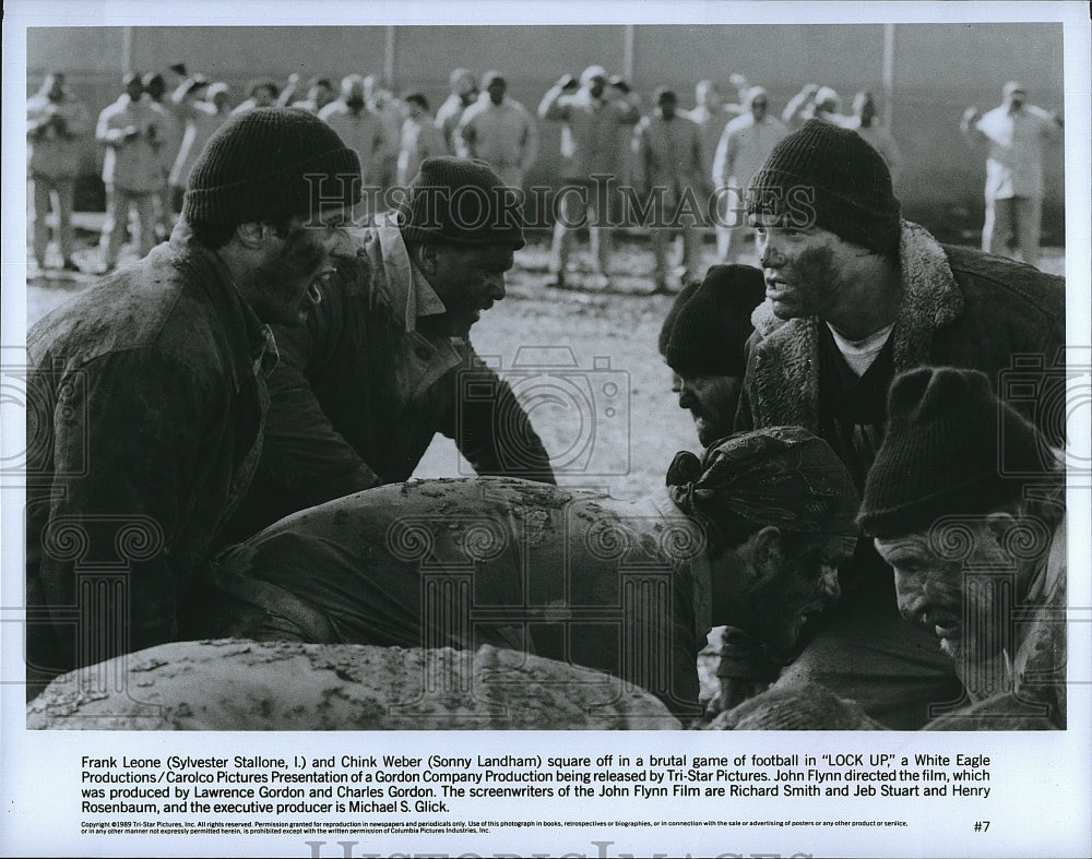 1989 Press Photo Actor Sylvester Stallone &amp; Sonny Landham In &quot;Lock Up&quot;- Historic Images