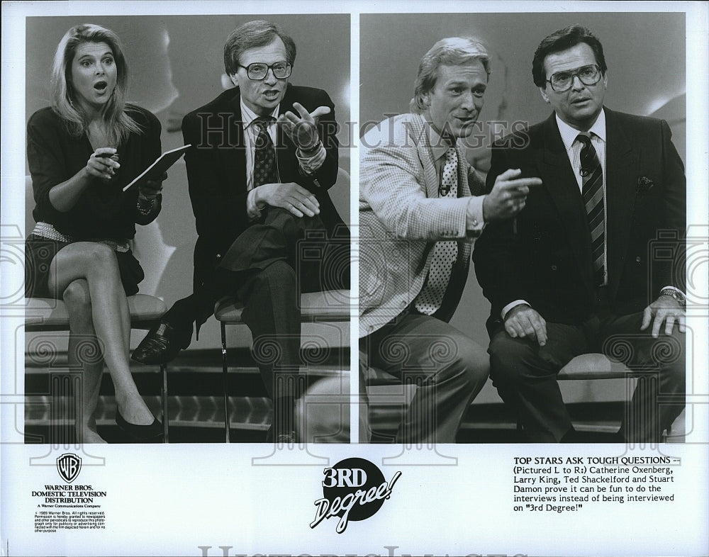 1989 Press Photo Larry King &amp; Ted Shakelford on &quot;3rd Degree!&quot;- Historic Images