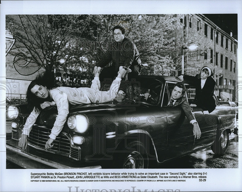 1989 Press Photo &quot;Second Sight&quot; Bronson Pinchot,John Larroquette,Bess Armstrong- Historic Images