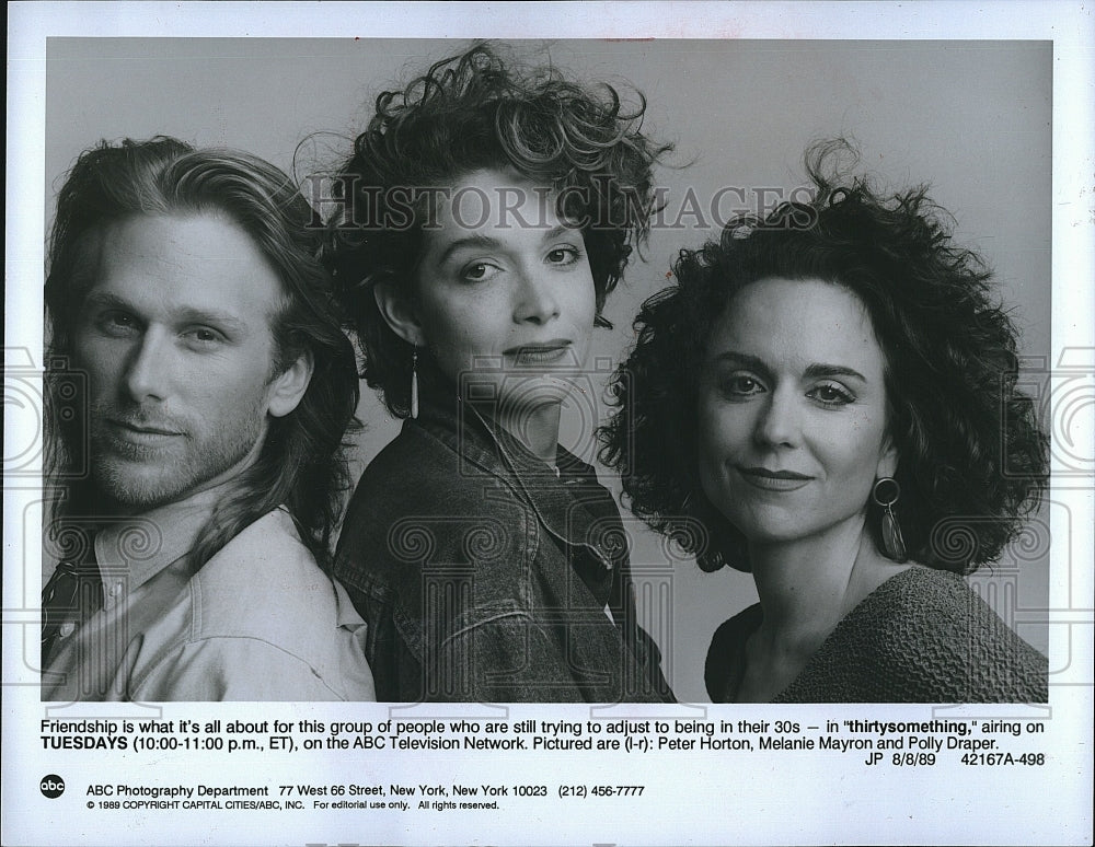 1989 Press Photo Peter Horton, Melanie Mayron, Polly Draper, &quot;Thirtysomething&quot;- Historic Images