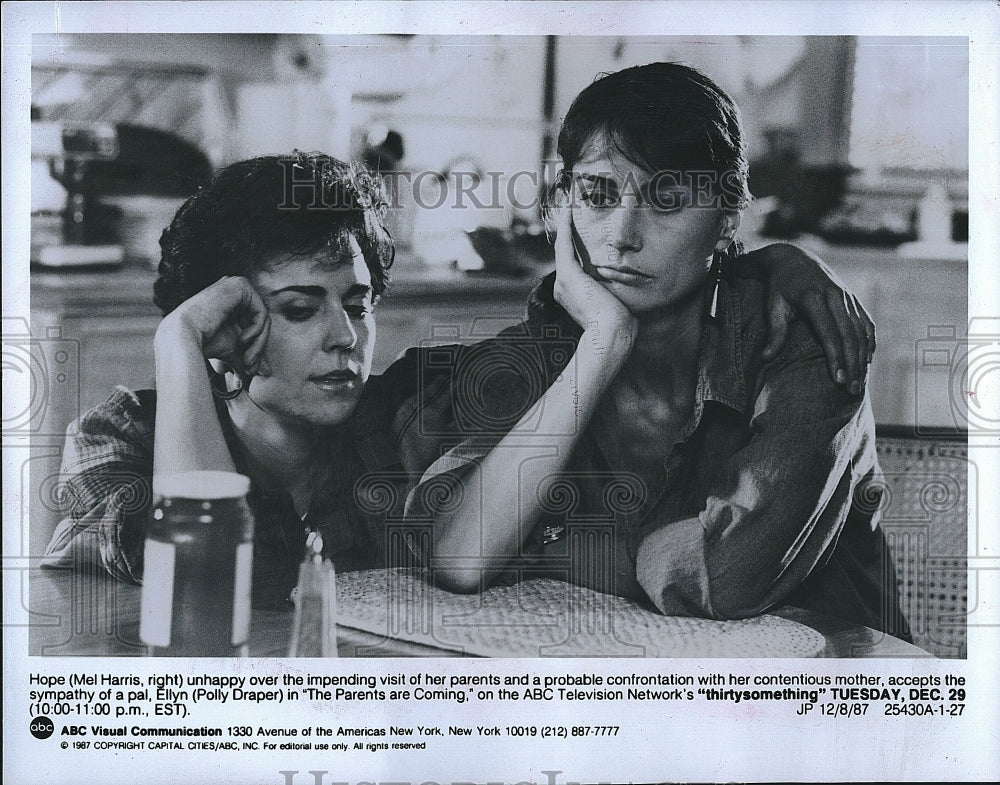 1987 Press Photo Mel Harris, Polly Draper, &quot;thirtysomething&quot;- Historic Images