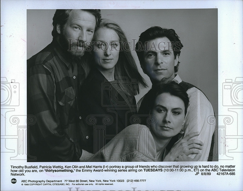 1989 Press Photo Timothy Busfield, Patricia Wettig, Ken Olin &amp; Mel Harris- Historic Images