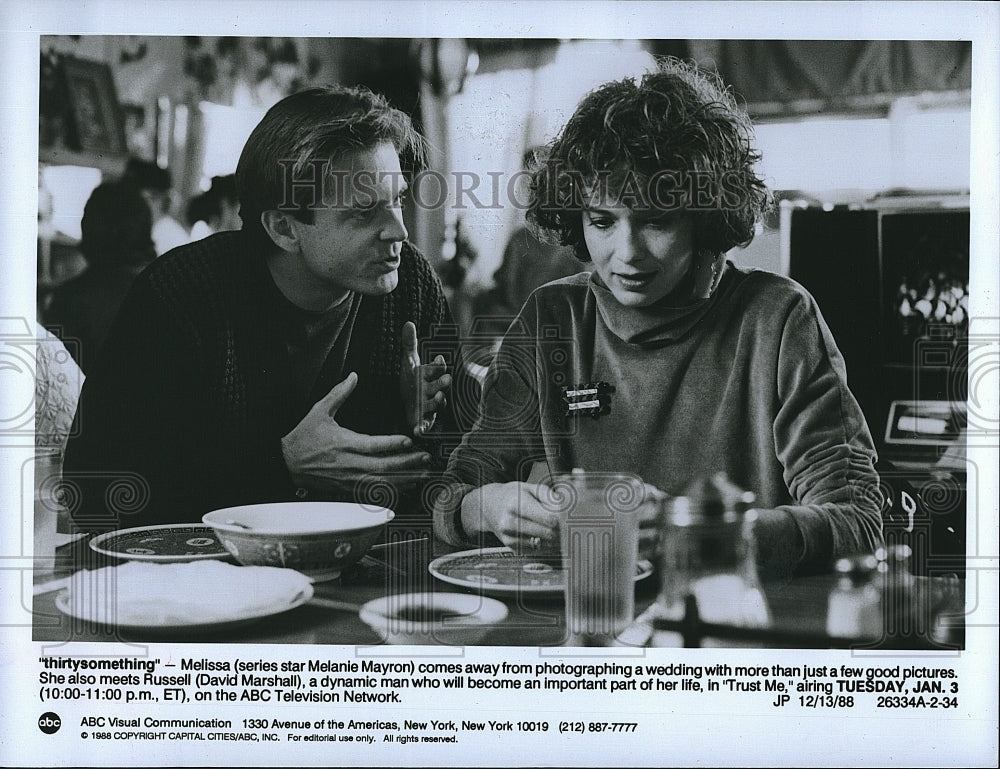 1988 Press Photo Melanie Mayron &amp; David Marshall Star In &quot;Thirtysomething&quot;- Historic Images