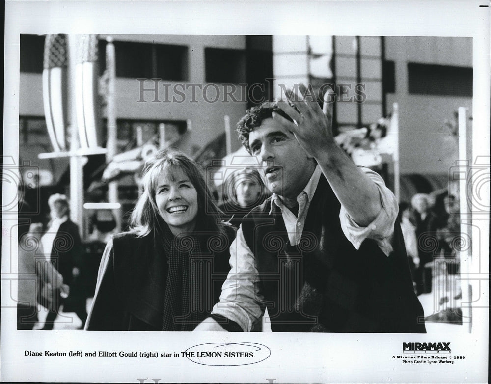 1990 Press Photo Diane Keaton &amp; Elliot Gould star in &quot;The Lemon Sisters&quot;- Historic Images