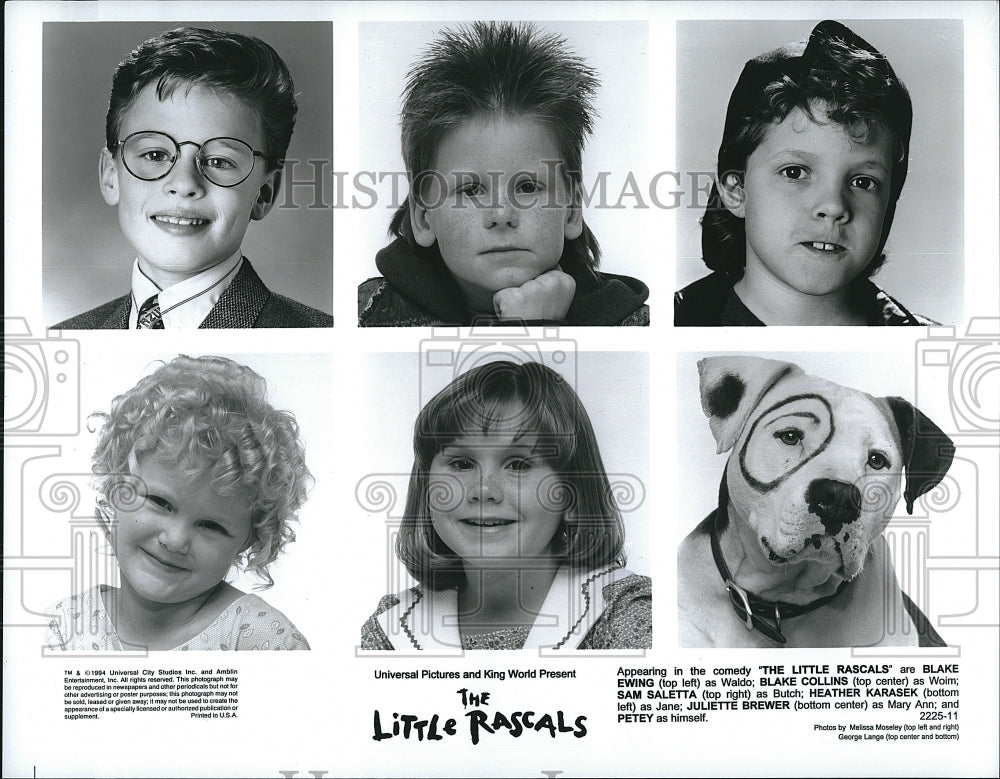 1994 Press Photo Blake Ewing, Blake Collins,Sam Saletta in &quot;The Little Rascals&quot;- Historic Images