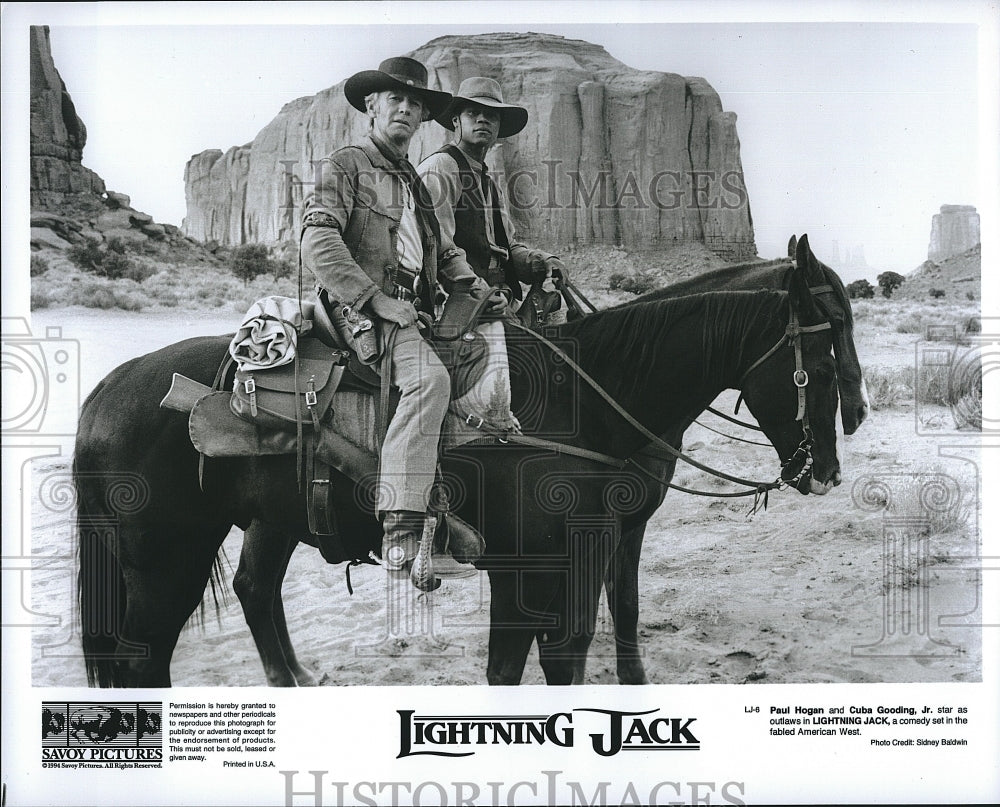 1994 Press Photo Paul Hogan &amp; Cuba Gooding, Jr. star in &quot;Lightning Jack&quot;- Historic Images