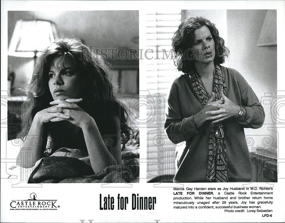 1991 Press Photo Marcia Gay Harden stars in &quot;Late For Dinner&quot;- Historic Images